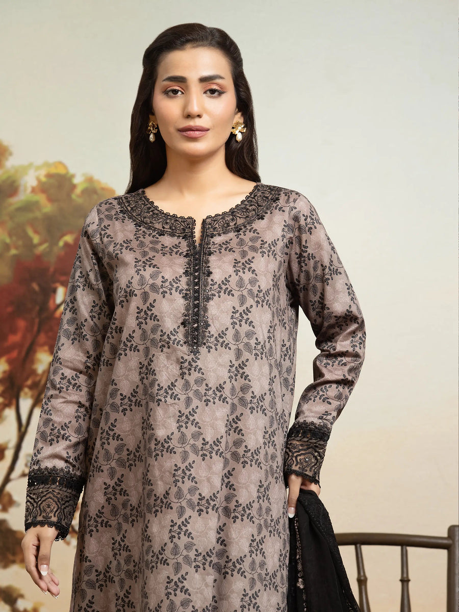 edenrobe Premium Embroidered Dobby Unstitched 3Pc Suit EWU24V7-30170