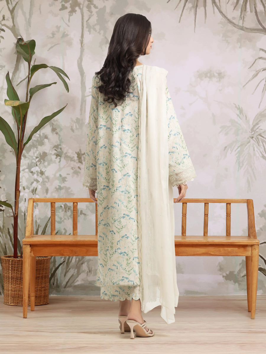 edenrobe Premium Embroidered Dobby Unstitched 3Pc Suit EWU24V7-30173