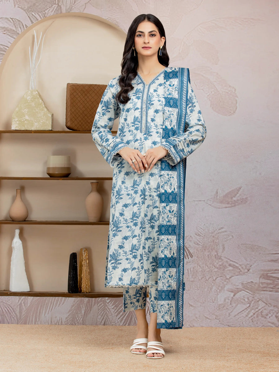 edenrobe Allure Lawn Unstitched Printed 3Pc Suit EWU5A1-35019