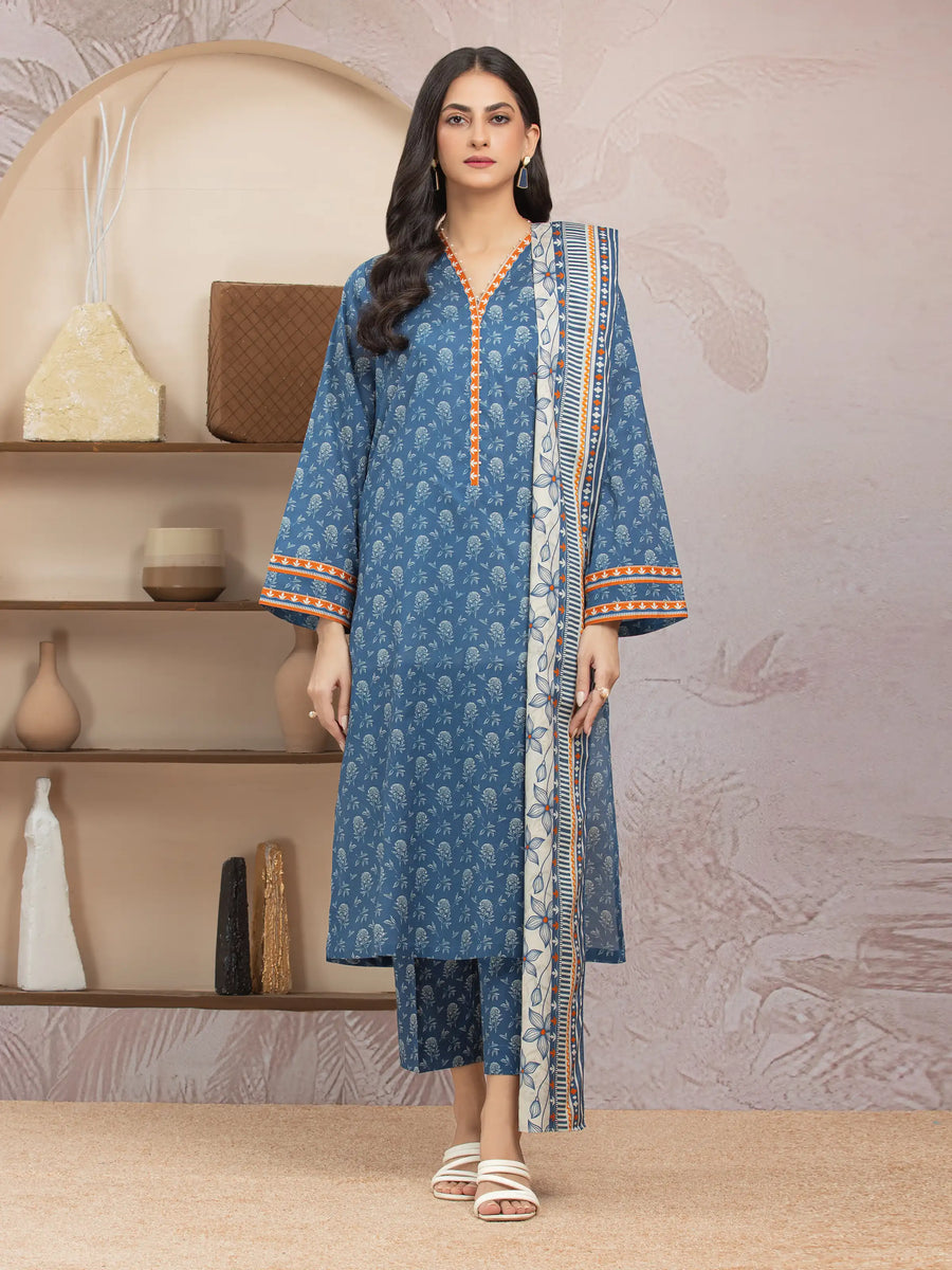 edenrobe Allure Lawn Unstitched Printed 3Pc Suit EWU5A1-35026