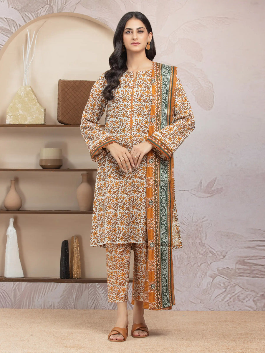 edenrobe Allure Lawn Unstitched Printed 3Pc Suit EWU5A1-35027