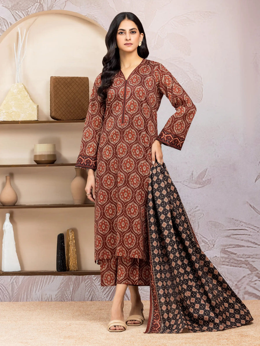 edenrobe Allure Lawn Unstitched Printed 3Pc Suit EWU5A1-35034