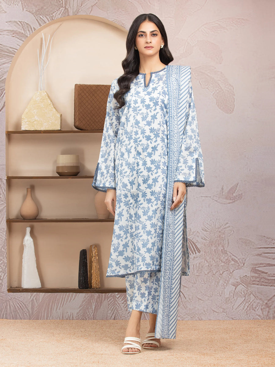 edenrobe Allure Lawn Unstitched Printed 3Pc Suit EWU5A1-35037