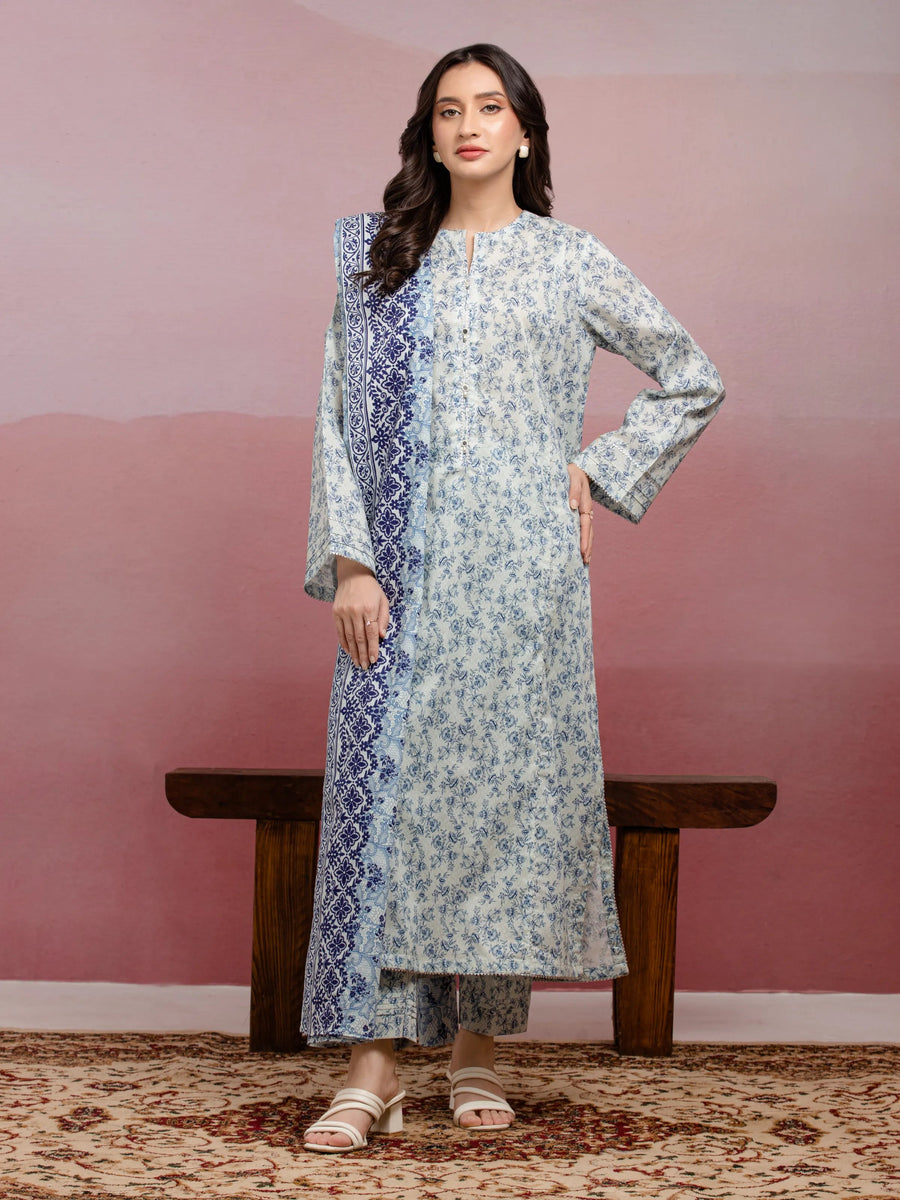 edenrobe Allure Lawn Unstitched Printed 3Pc Suit EWU5A1-35039
