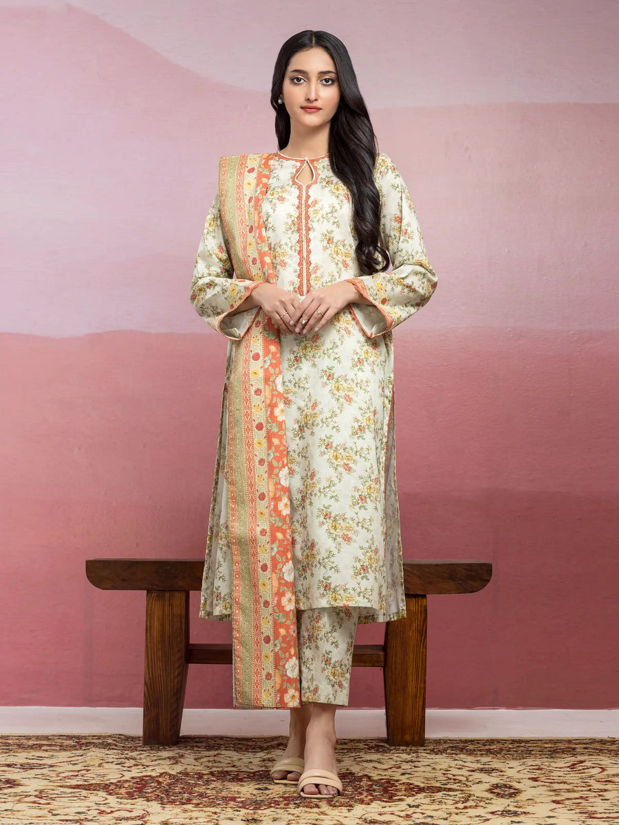 edenrobe Allure Lawn Unstitched Printed 3Pc Suit EWU5A1-35044