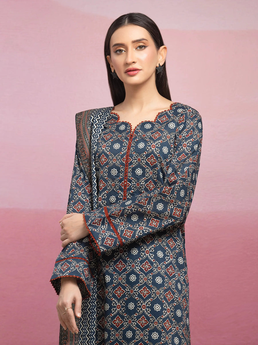 edenrobe Allure Lawn Unstitched Printed 3Pc Suit EWU5A1-35052