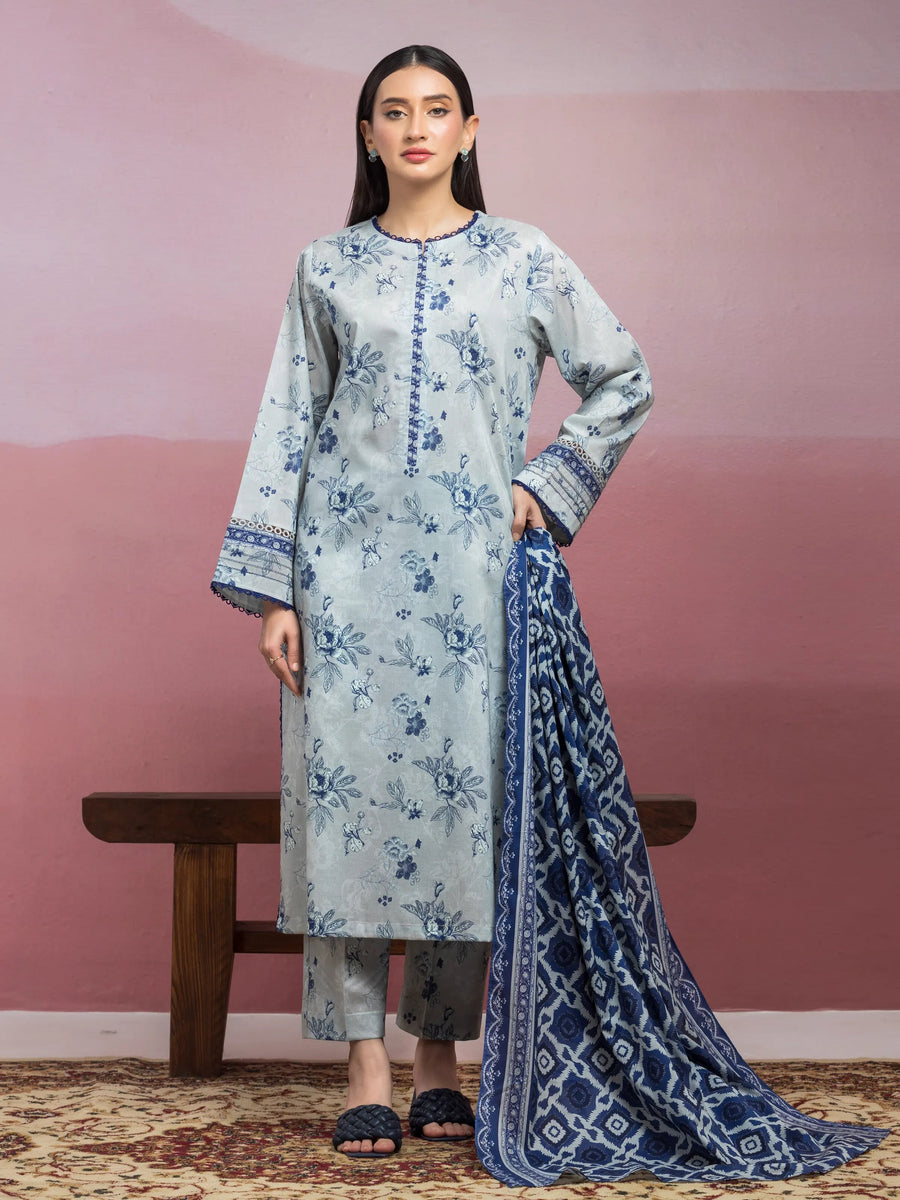 edenrobe Allure Lawn Unstitched Printed 3Pc Suit EWU5A1-35063