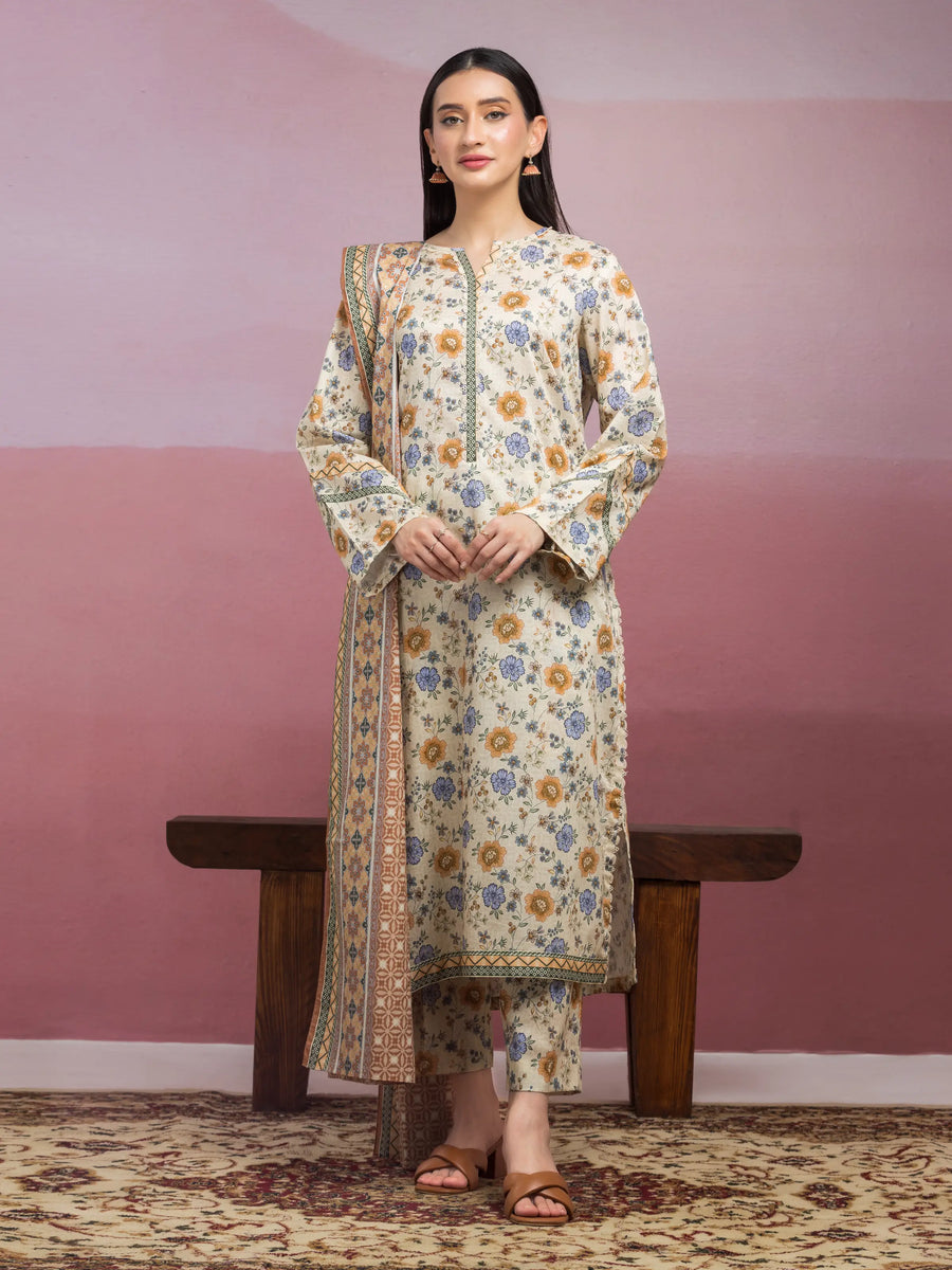 edenrobe Allure Lawn Unstitched Printed 3Pc Suit EWU5A1-35066