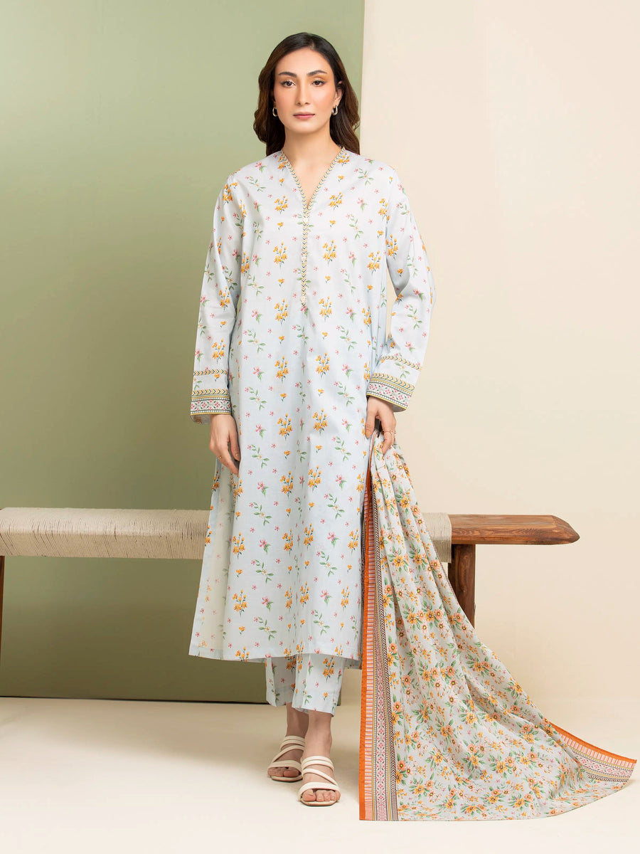 edenrobe Allure Lawn Unstitched Printed 3Pc Suit EWU5A1-35072