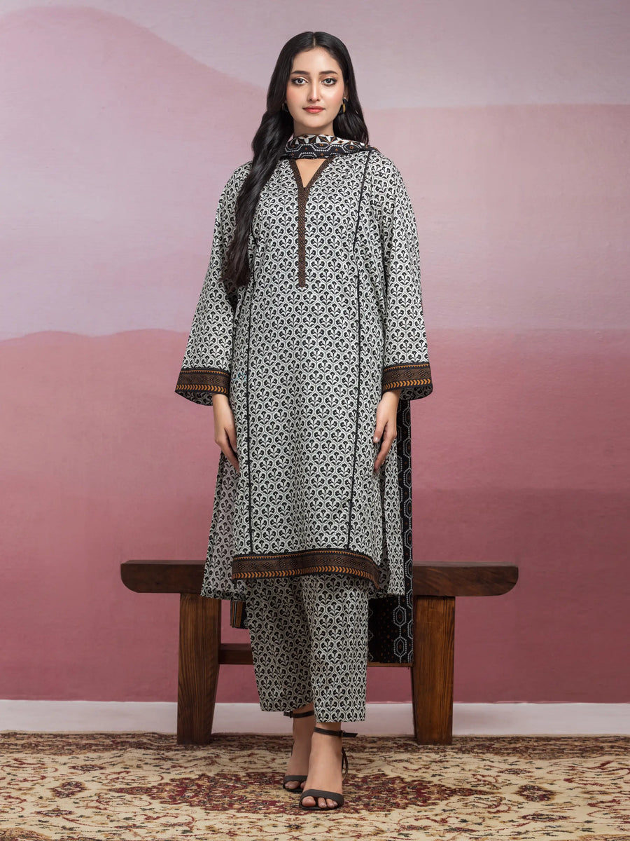 edenrobe Allure Lawn Unstitched Printed 3Pc Suit EWU5A1-35076