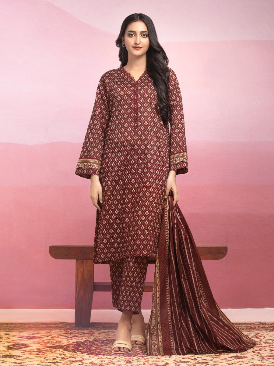 edenrobe Allure Lawn Unstitched Printed 3Pc Suit EWU5A1-35083