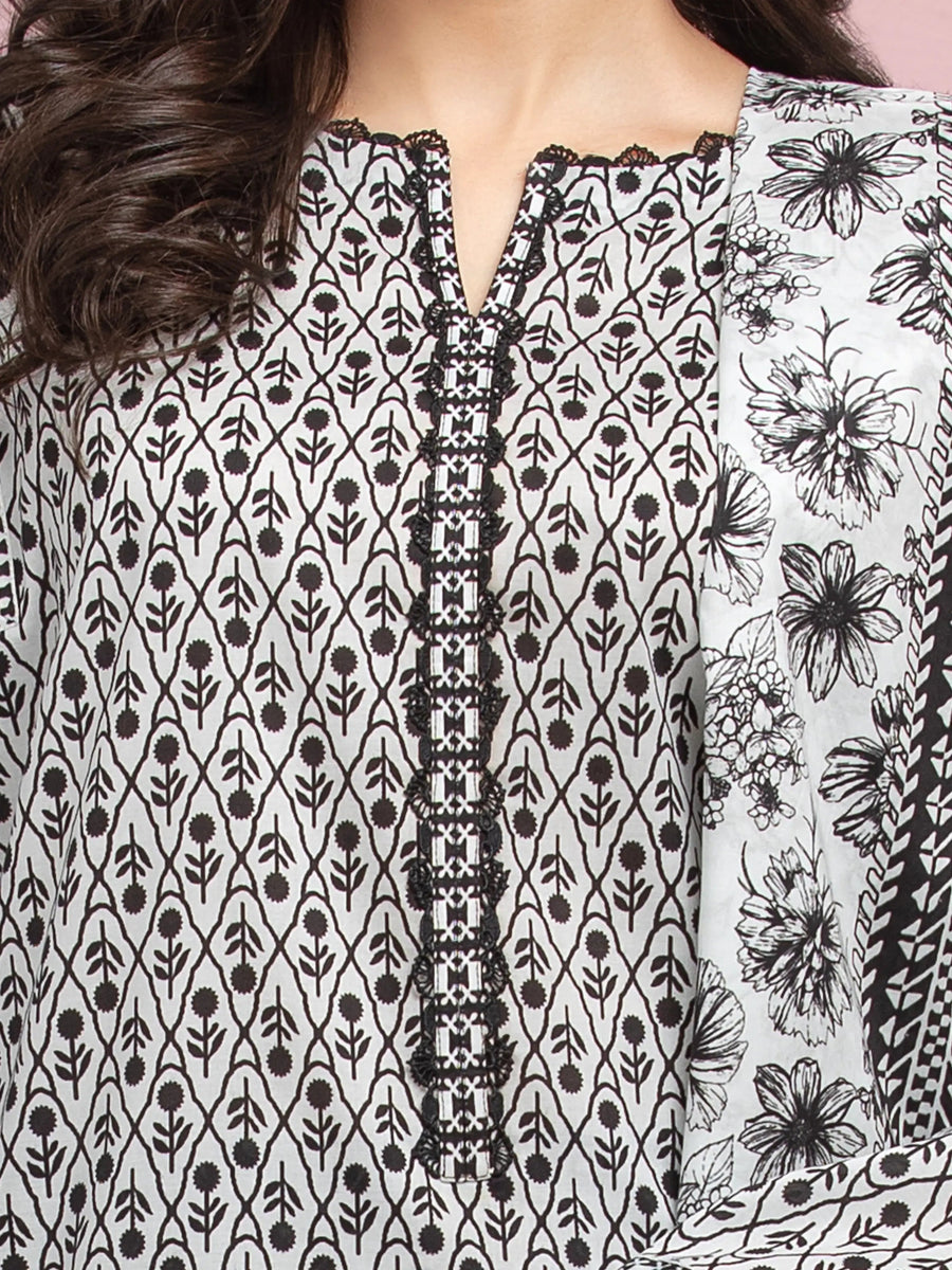 edenrobe Allure Lawn Unstitched Printed 3Pc Suit EWU5A1-35106