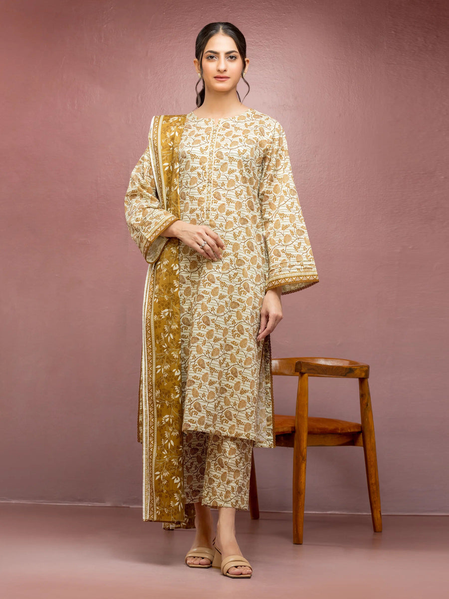 edenrobe Allure Lawn Unstitched Printed 3Pc Suit EWU5A1-35113