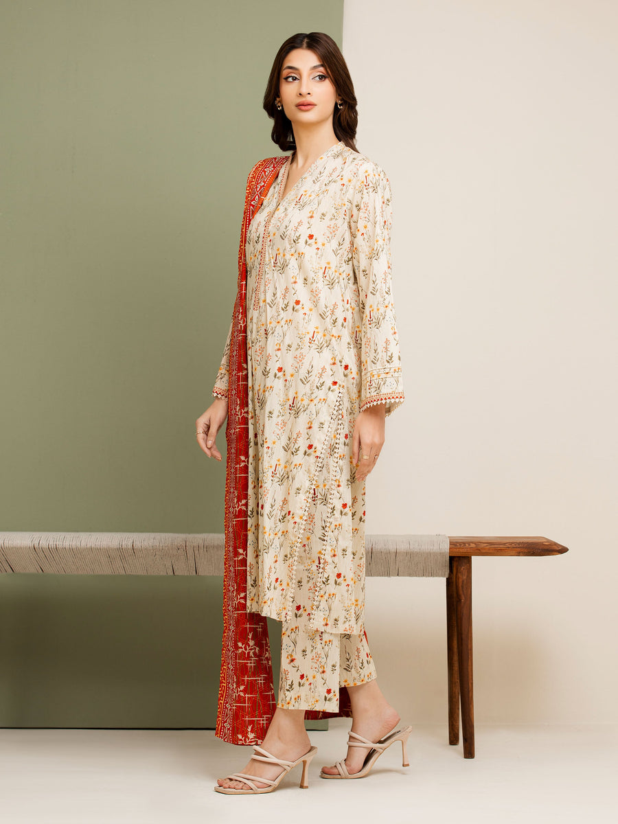edenrobe Allure Lawn Unstitched Printed 3Pc Suit EWU5A1-35115