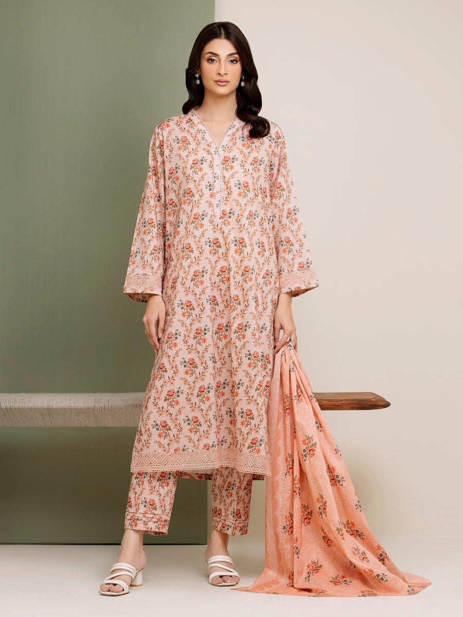 edenrobe Allure Lawn Unstitched Printed 3Pc Suit EWU5A1-35144