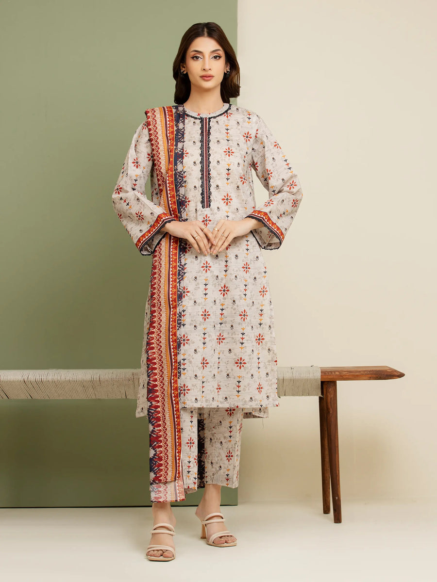 edenrobe Allure Lawn Unstitched Printed 3Pc Suit EWU5A1-35148