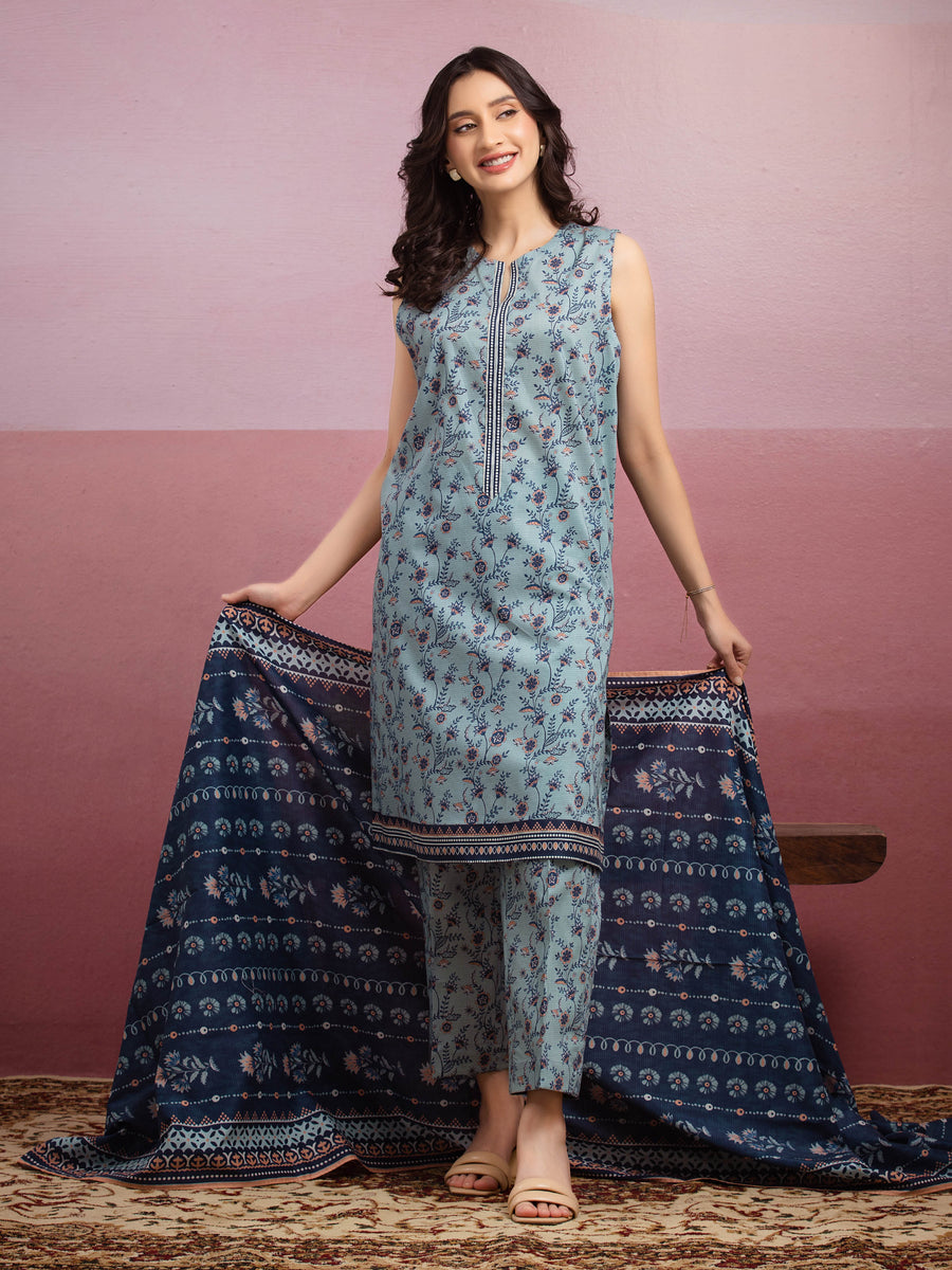 edenrobe Allure Lawn Unstitched Printed 3Pc Suit EWU5A1-35162