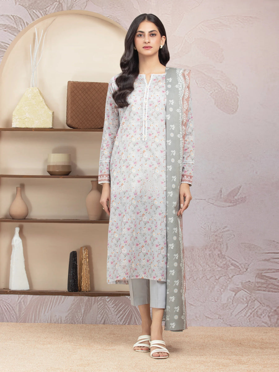 edenrobe Allure Lawn Unstitched Printed 3Pc Suit EWU5A1-35221