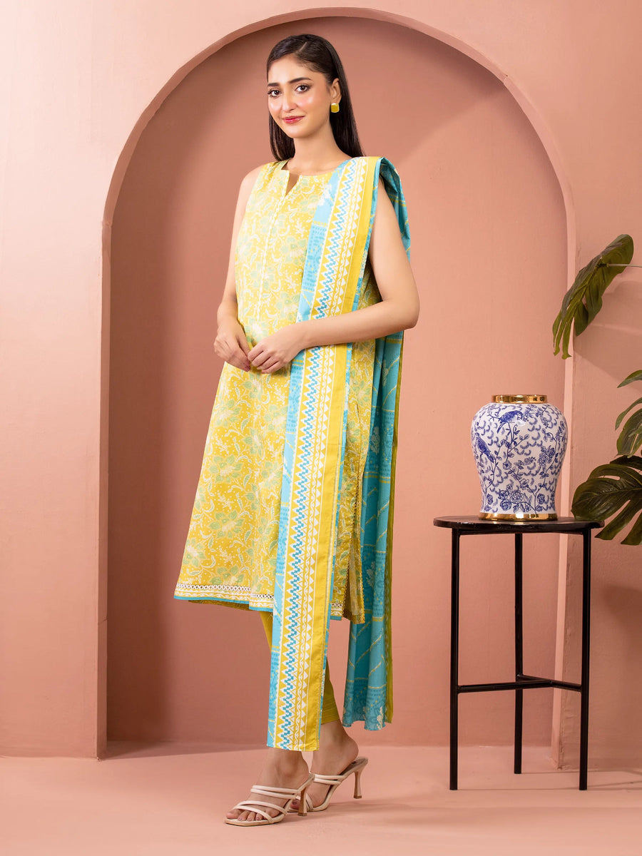 edenrobe Allure Lawn Unstitched Printed 3Pc Suit EWU5A1-35236