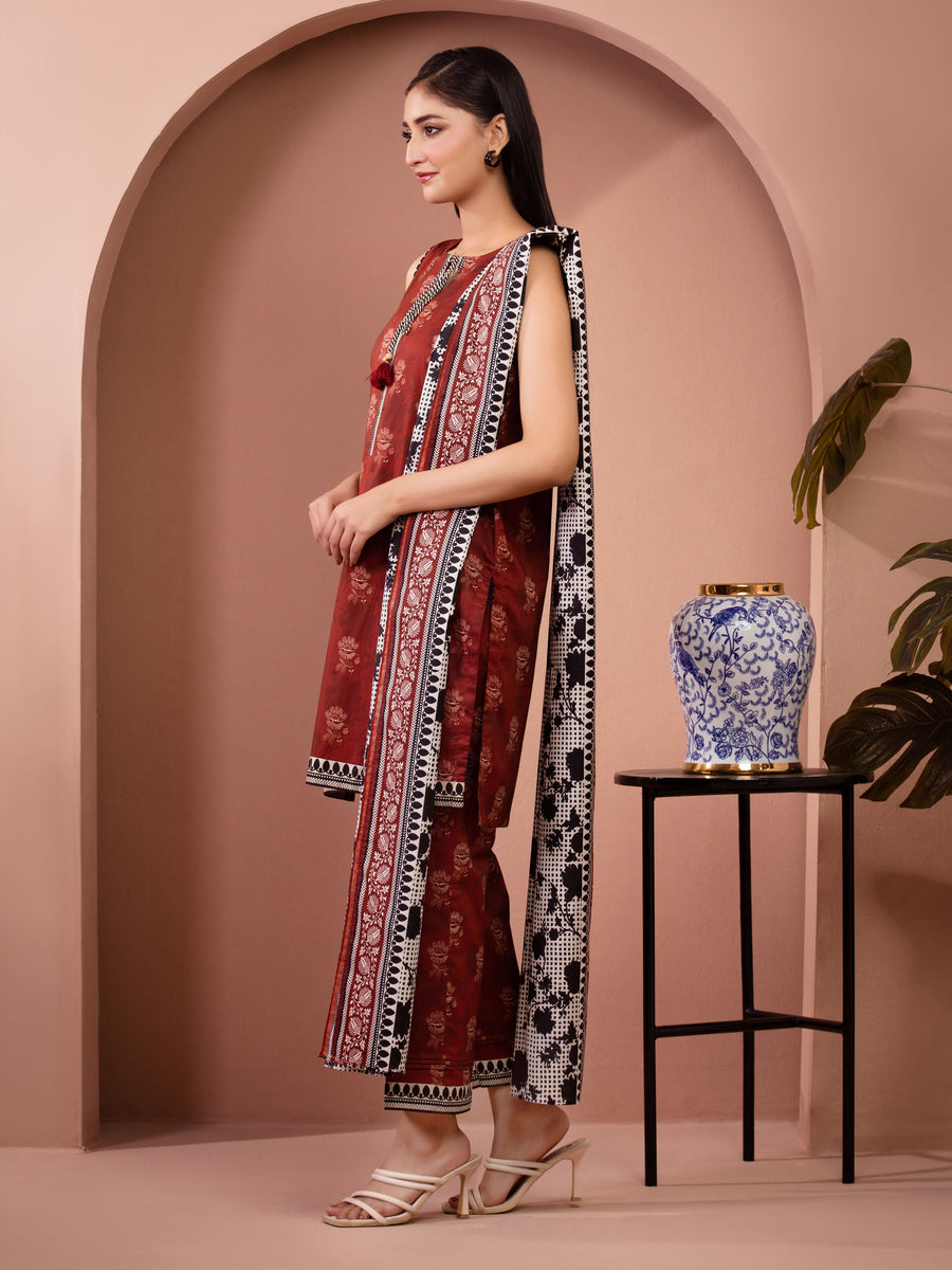 edenrobe Allure Lawn Unstitched Printed 3Pc Suit EWU5A1-35254