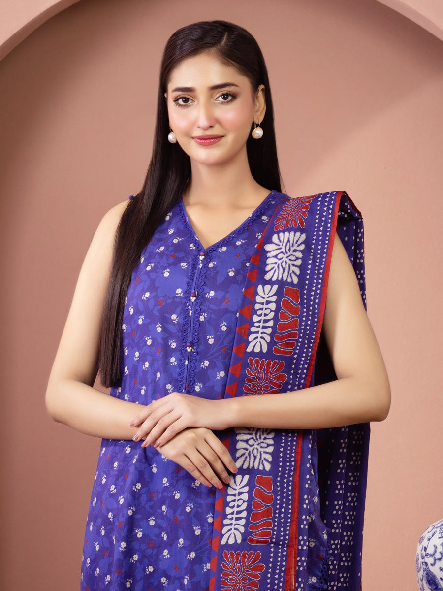 edenrobe Allure Lawn Unstitched Printed 3Pc Suit EWU5A1-35265