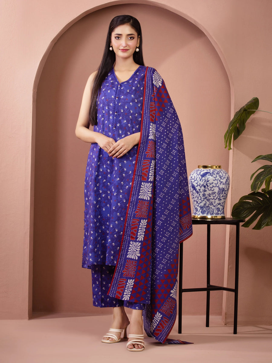 edenrobe Allure Lawn Unstitched Printed 3Pc Suit EWU5A1-35265