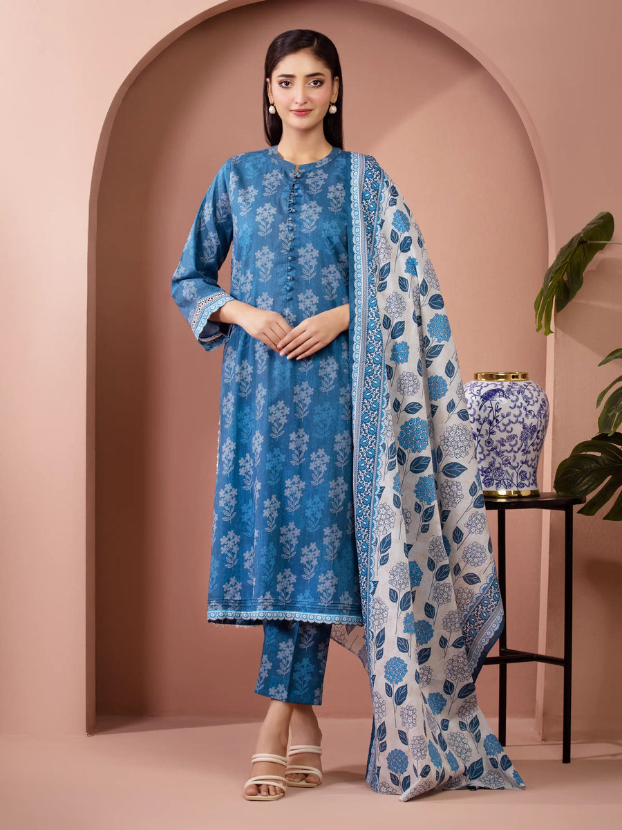 edenrobe Allure Lawn Unstitched Printed 3Pc Suit EWU5A1-35278