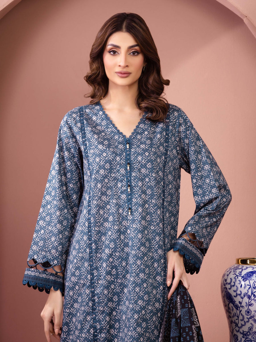 edenrobe Allure Lawn Unstitched Printed 3Pc Suit EWU5A1-35635