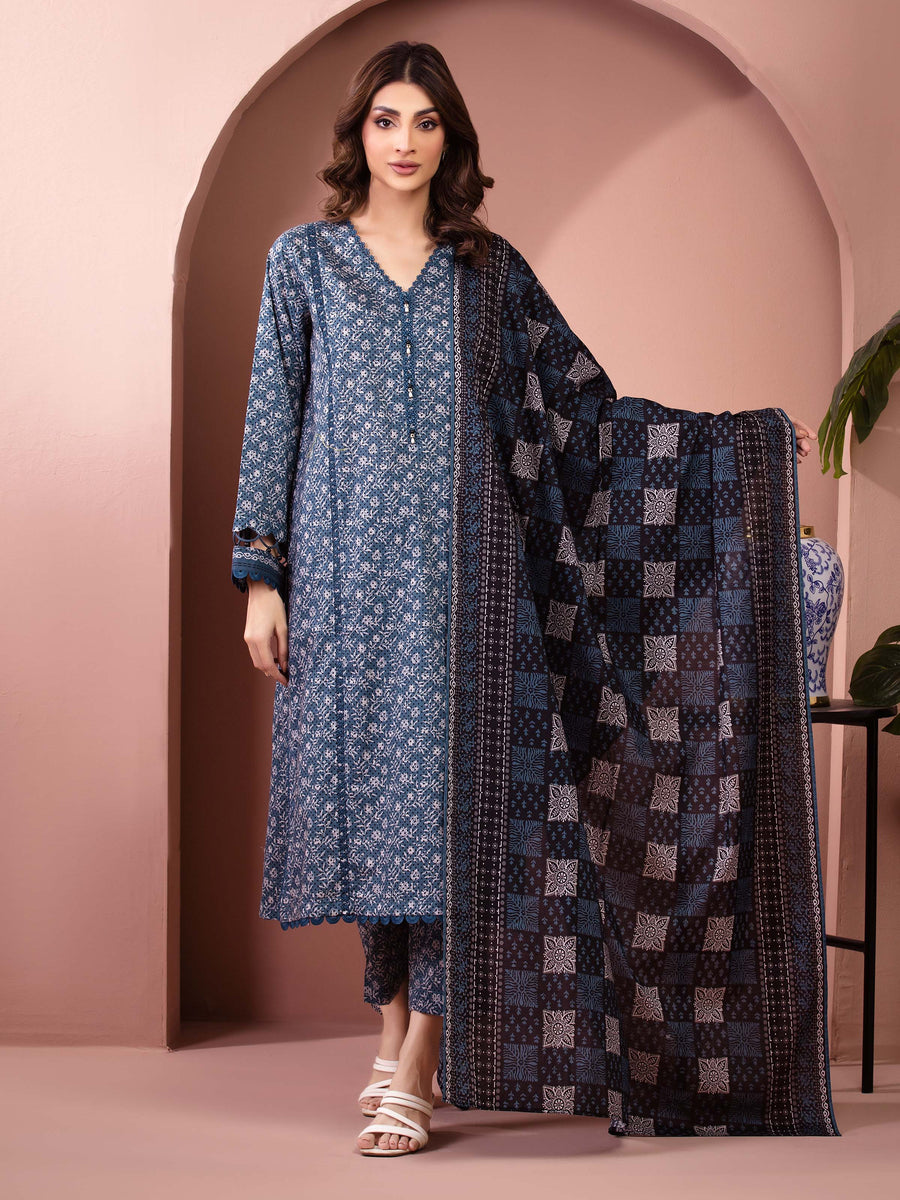 edenrobe Allure Lawn Unstitched Printed 3Pc Suit EWU5A1-35635