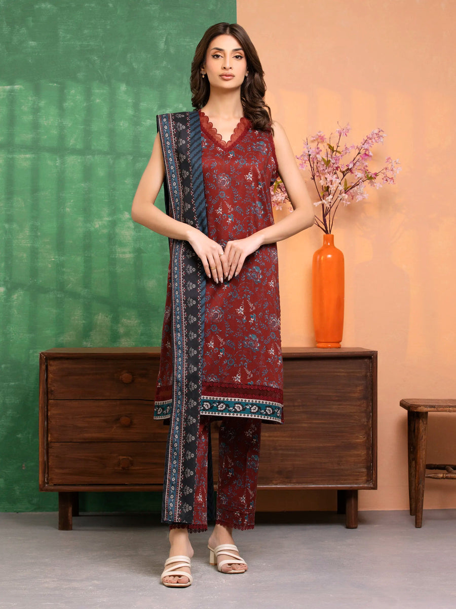 edenrobe Allure Lawn Unstitched Printed 3Pc Suit EWU5A1-35669