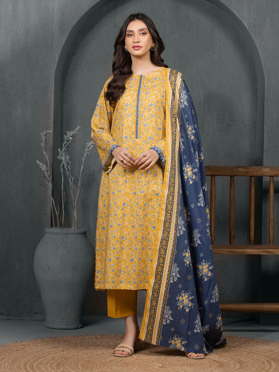 edenrobe Allure Cambric Unstitched Printed 3Pc Suit EWU5A2-35816