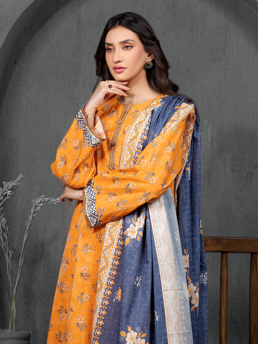 edenrobe Allure Cambric Unstitched Printed 3Pc Suit EWU5A2-35817