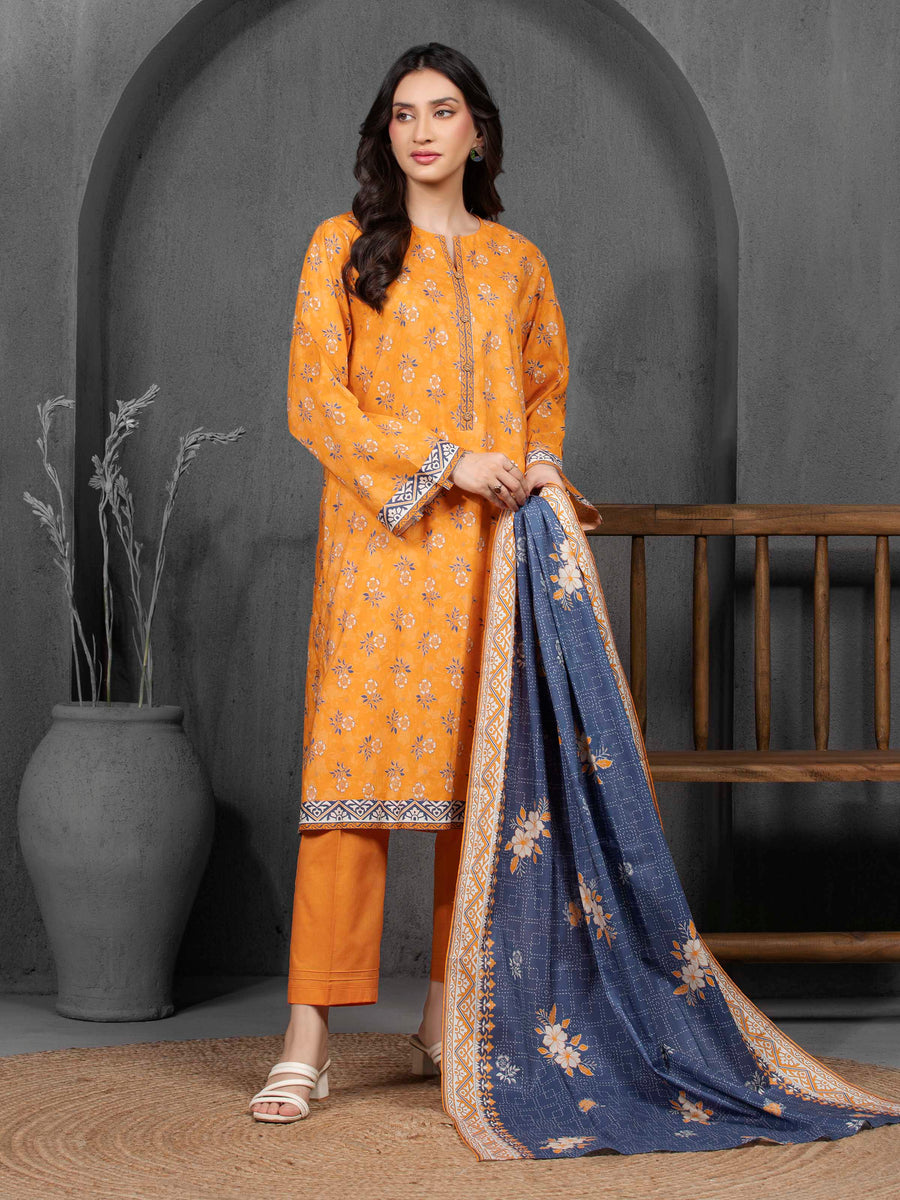 edenrobe Allure Cambric Unstitched Printed 3Pc Suit EWU5A2-35817