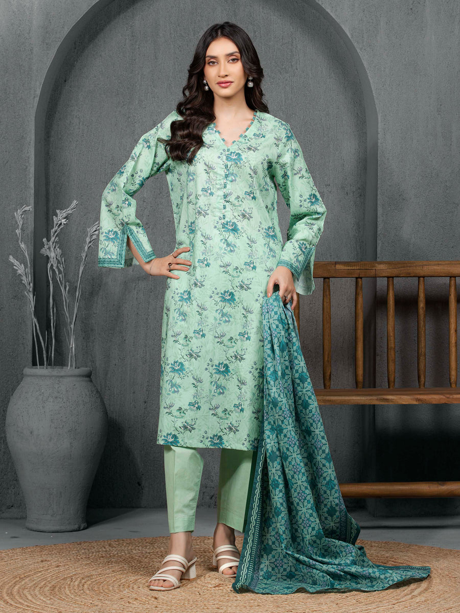 edenrobe Allure Cambric Unstitched Printed 3Pc Suit EWU5A2-35820