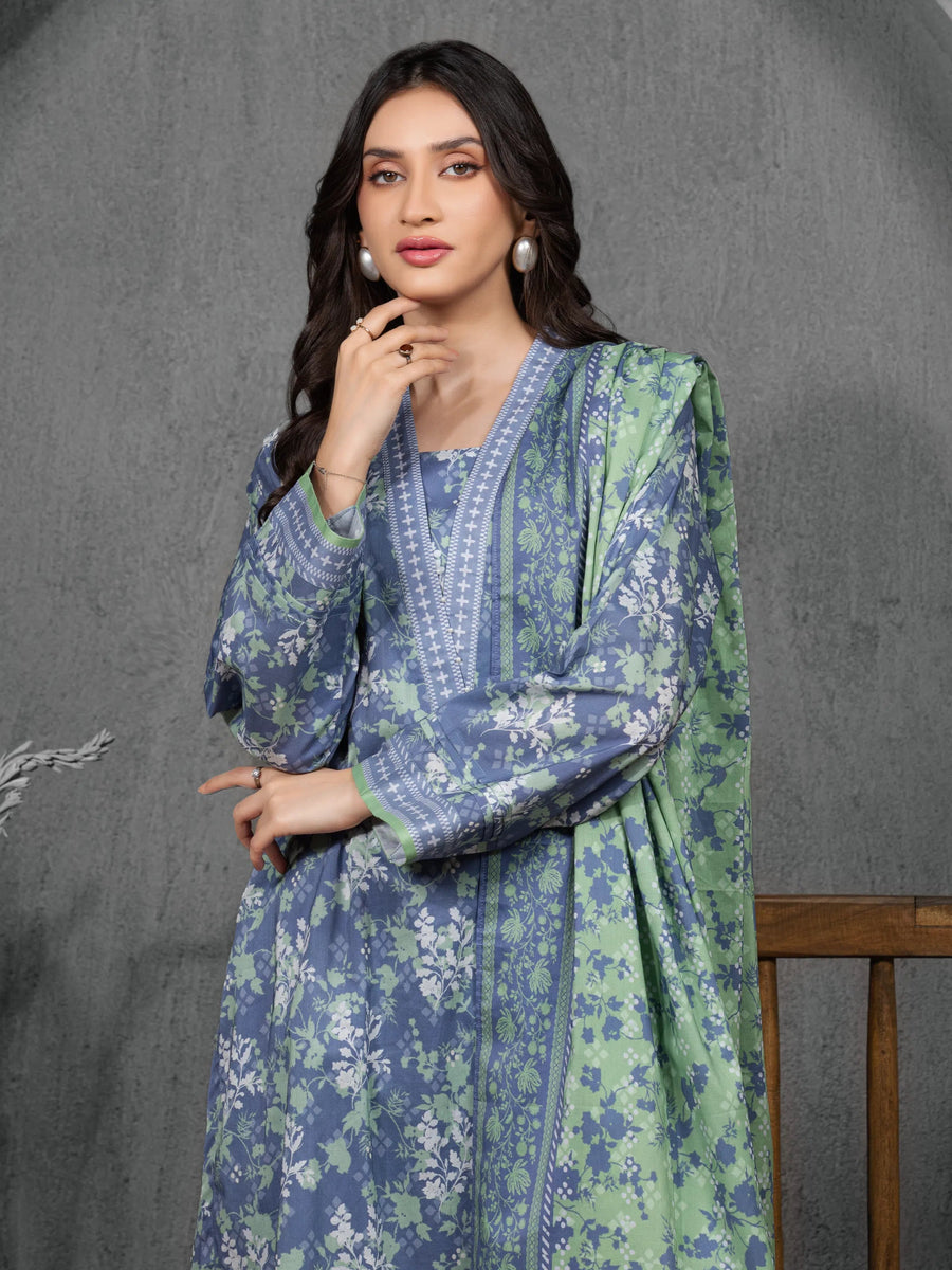 edenrobe Allure Cambric Unstitched Printed 3Pc Suit EWU5A2-35834