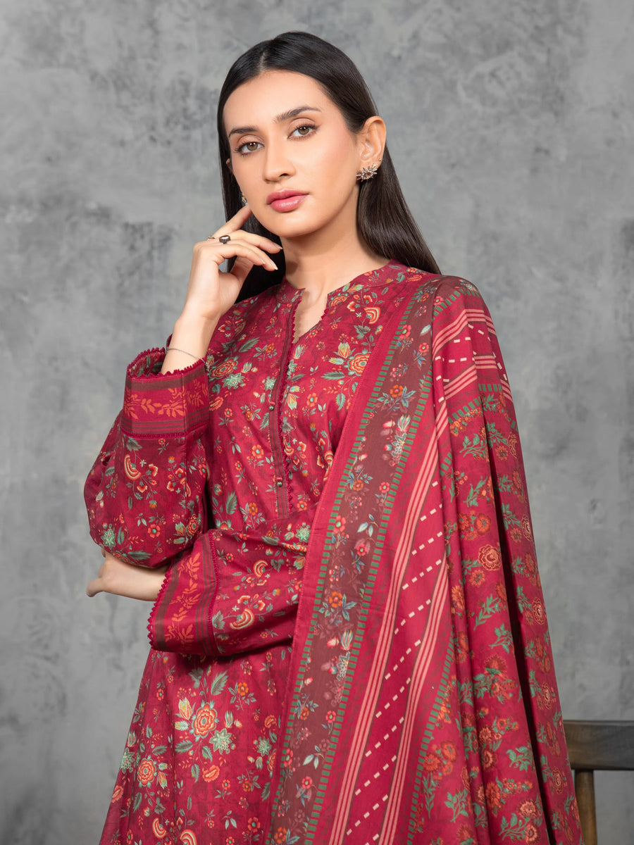 edenrobe Allure Cambric Unstitched Printed 3Pc Suit EWU5A2-35843