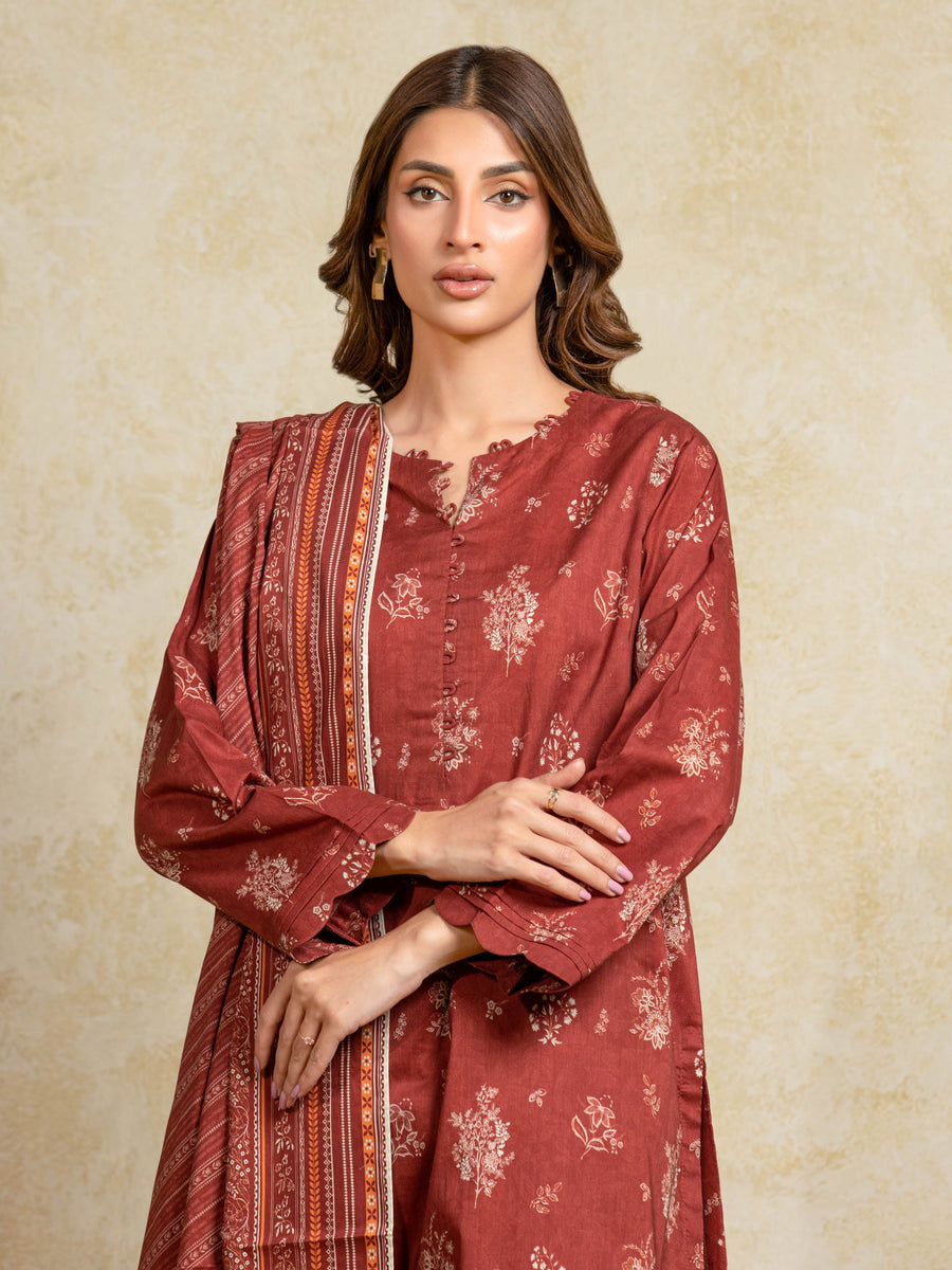 edenrobe Allure Unstitched Printed Khaddar 3Pc Suit EWU5A3-35902