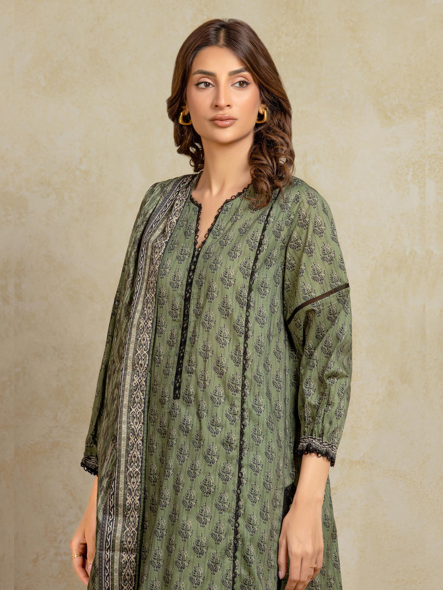 edenrobe Allure Unstitched Printed Khaddar 3Pc Suit EWU5A3-35903
