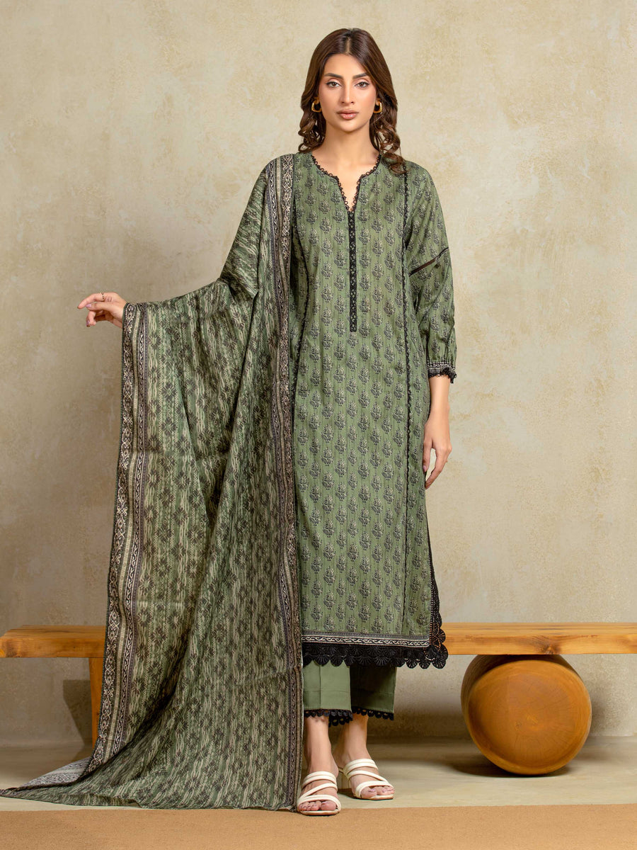 edenrobe Allure Unstitched Printed Khaddar 3Pc Suit EWU5A3-35903
