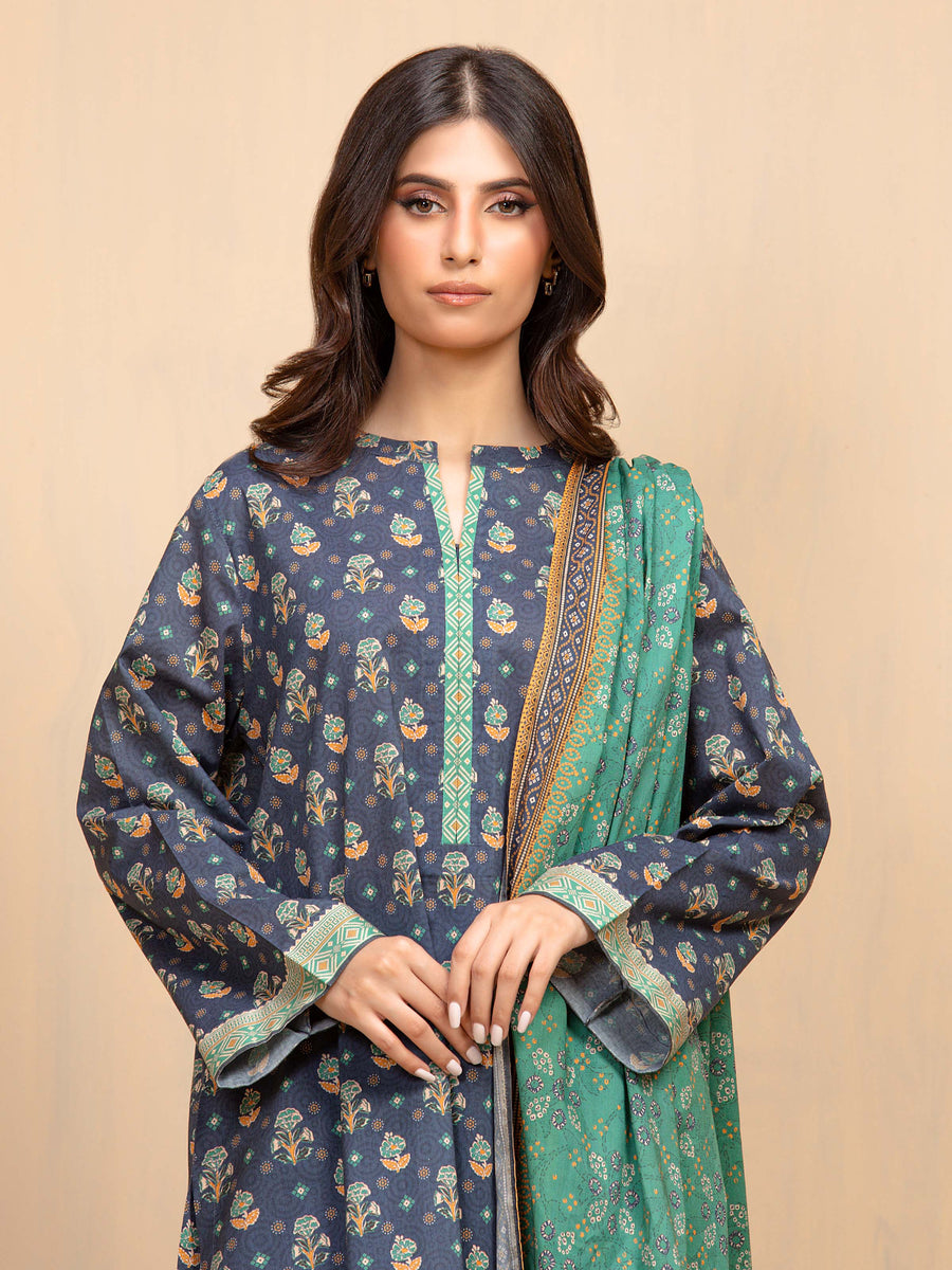 edenrobe Allure Unstitched Printed Khaddar 3Pc Suit EWU5A3-35907