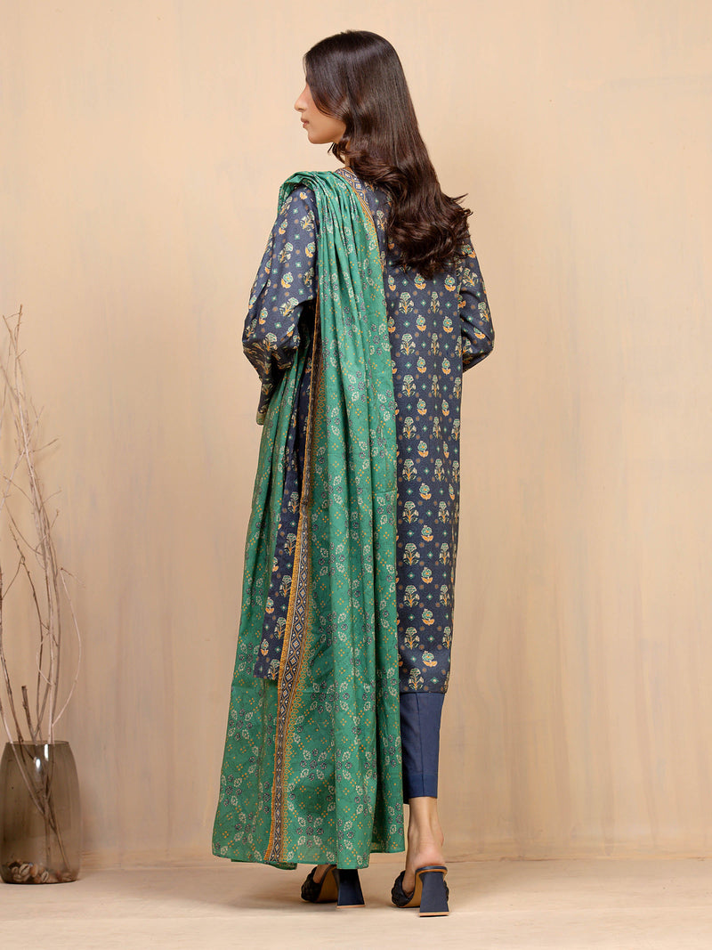 edenrobe Allure Unstitched Printed Khaddar 3Pc Suit EWU5A3-35907