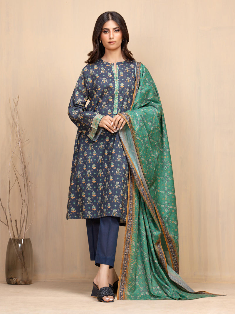 edenrobe Allure Unstitched Printed Khaddar 3Pc Suit EWU5A3-35907