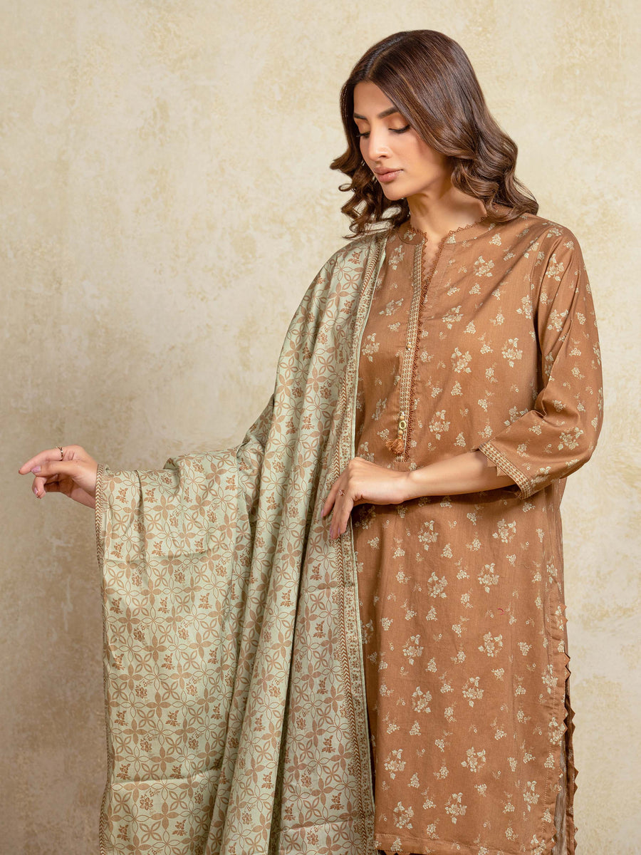 edenrobe Allure Unstitched Printed Khaddar 3Pc Suit EWU5A3-35908