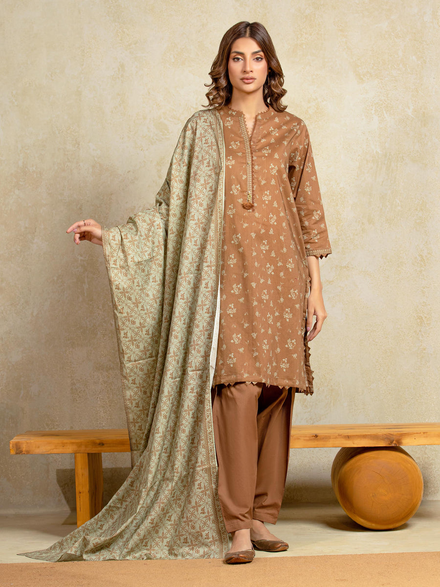edenrobe Allure Unstitched Printed Khaddar 3Pc Suit EWU5A3-35908