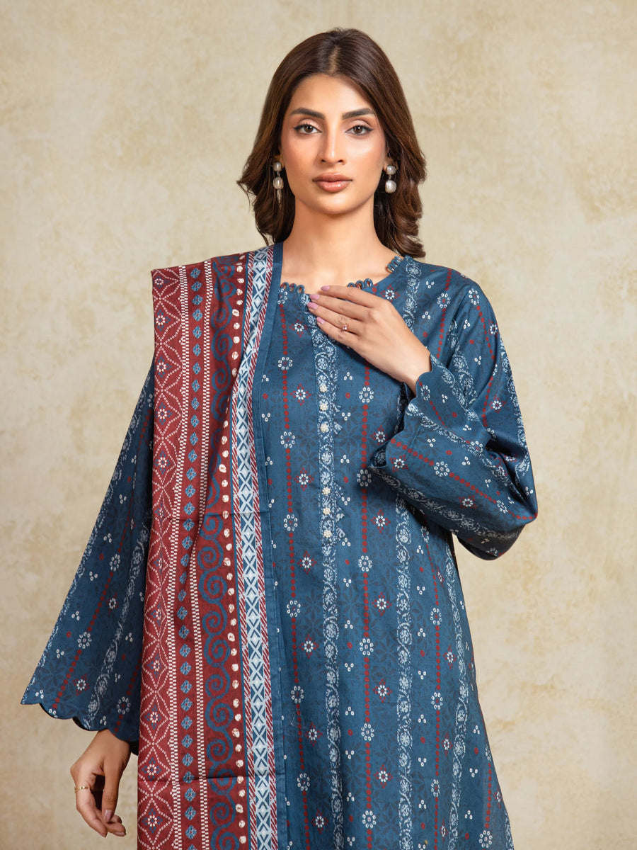 edenrobe Allure Unstitched Printed Khaddar 3Pc Suit EWU5A3-35909