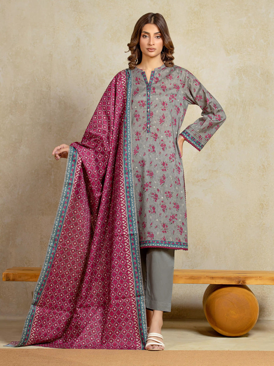 edenrobe Allure Unstitched Printed Khaddar 3Pc Suit EWU5A3-35911