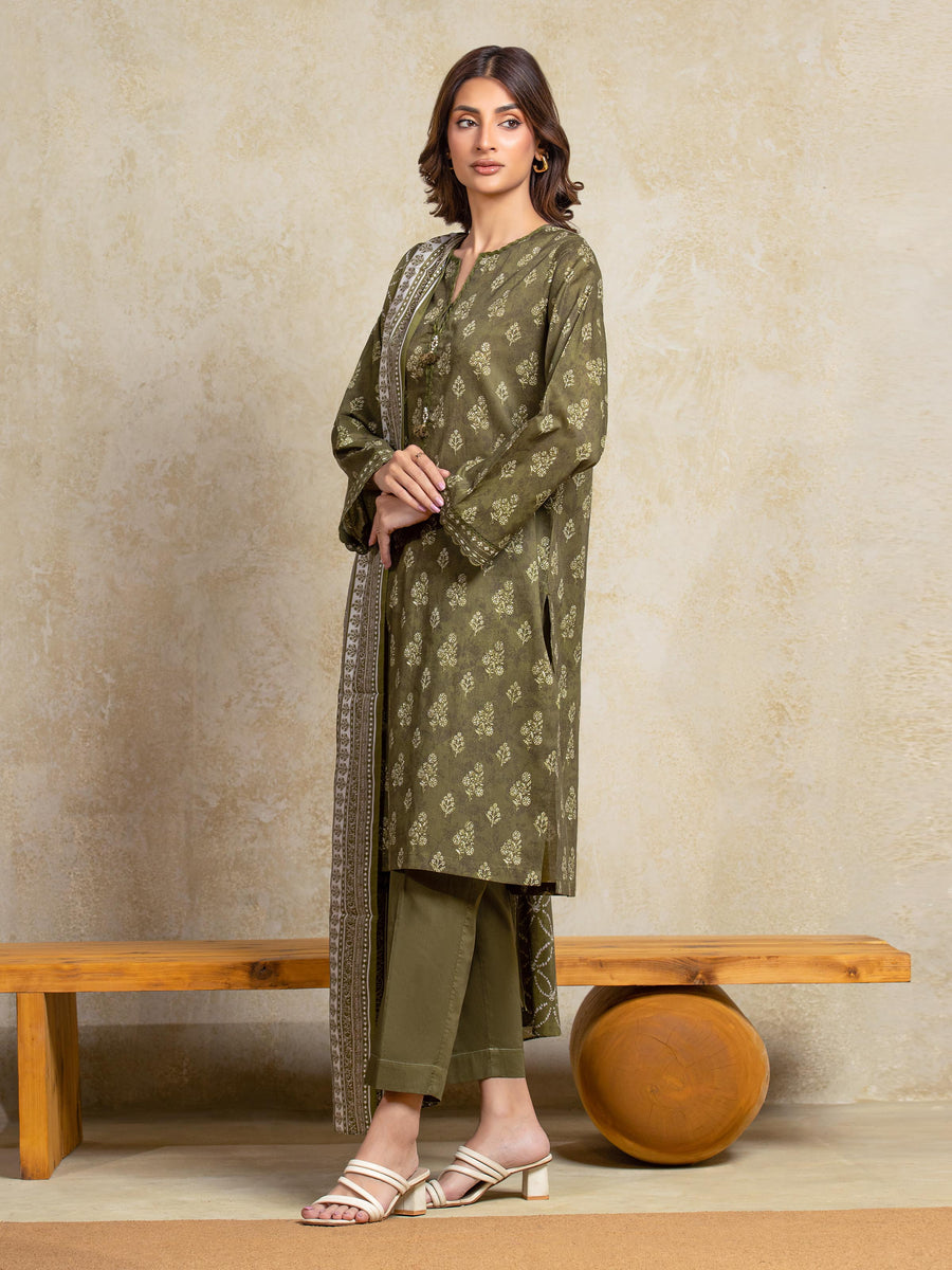 edenrobe Allure Unstitched Printed Khaddar 3Pc Suit EWU5A3-35913