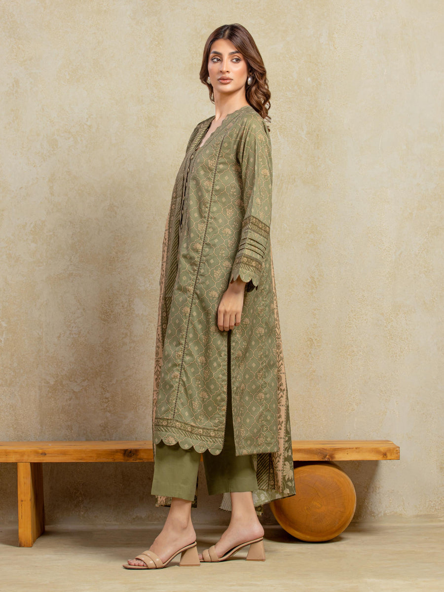edenrobe Allure Unstitched Printed Khaddar 3Pc Suit EWU5A3-35916