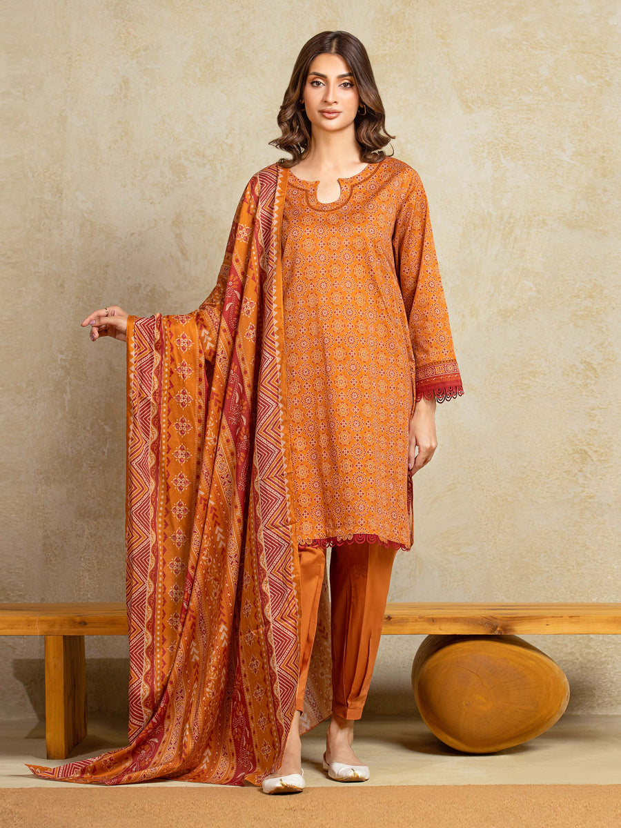edenrobe Allure Unstitched Printed Khaddar 3Pc Suit EWU5A3-35917