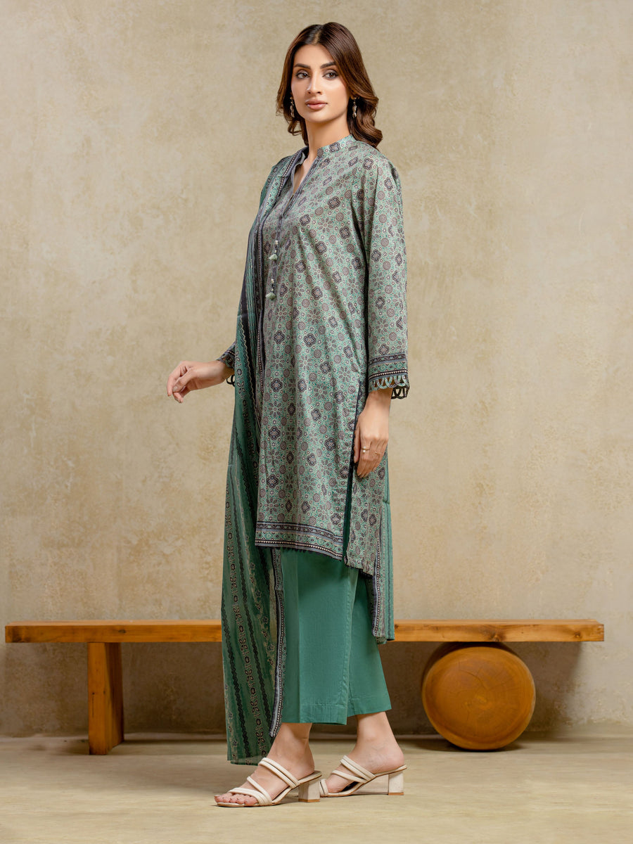 edenrobe Allure Unstitched Printed Khaddar 3Pc Suit EWU5A3-35918